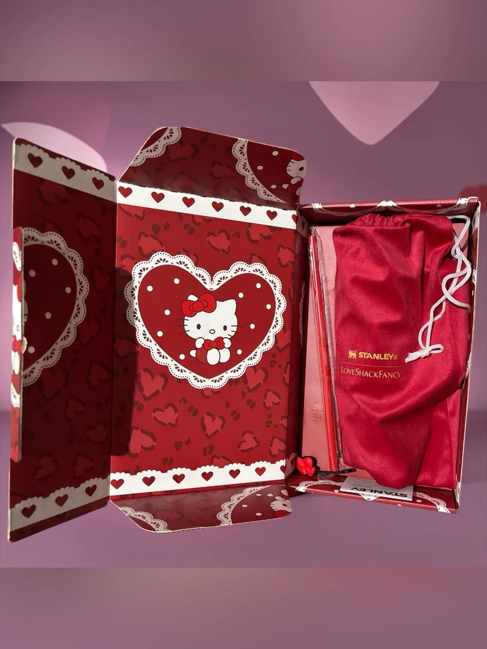 NIB Stanley Red Special Edition Hello Kitty 40oz Tumbler in Gift Box! Glows! - Picture 2 of 8